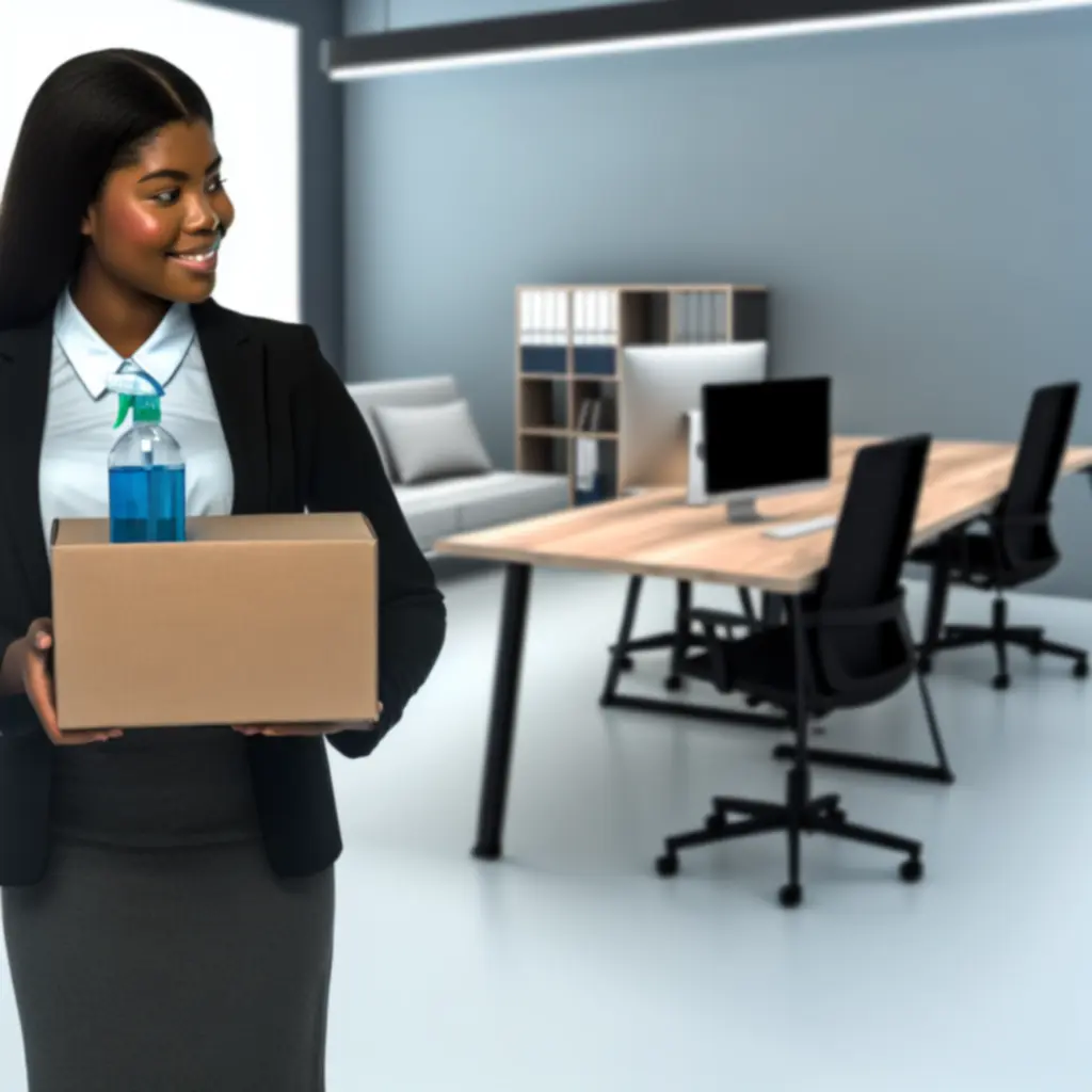 Zakelijke klant bespreekt schoonmaakproducten in een kantooromgeving