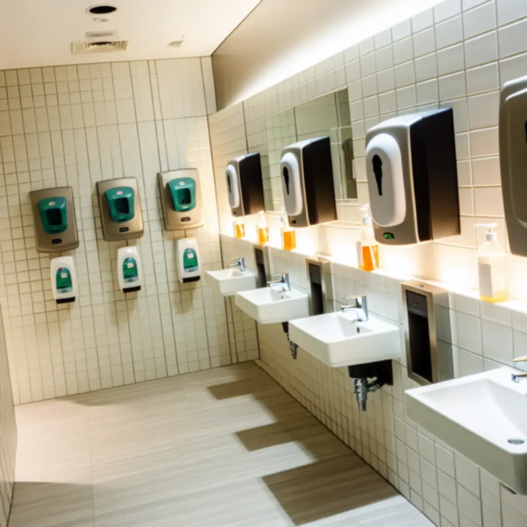 Hygiëne- en sanitaire producten in een moderne kantooromgeving